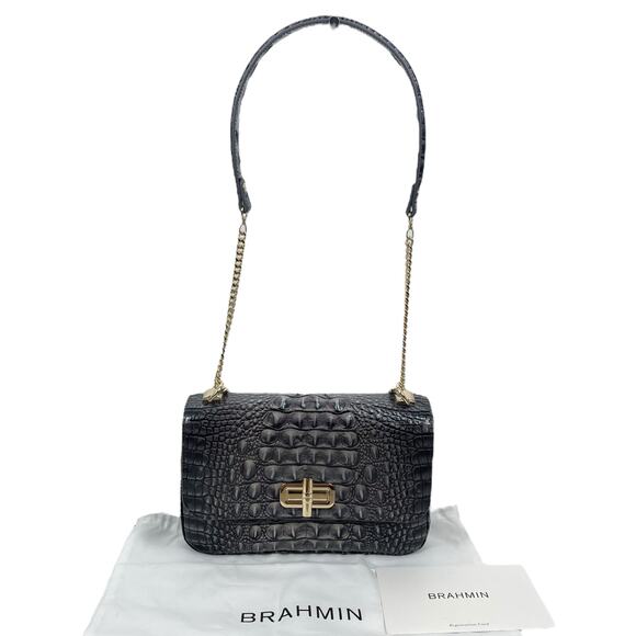 Brahmin Rosalie Leather Crossbody Bag Norcturnal Melbourne Charcoal Gray - Picture 4 of 16